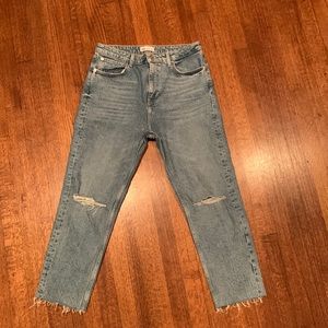 Zara Slim Fit Hi-Rise Ripped Jeans